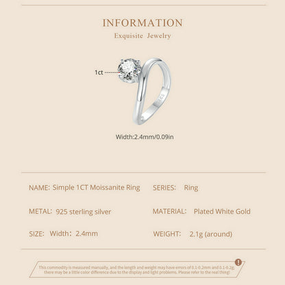 Minimalist 1 Carat Moissanite Ring