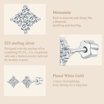 Four-Leaf Clover Moissanite Studs