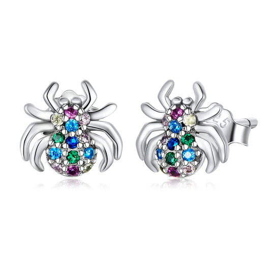 Iridescent Spider Stud Earrings