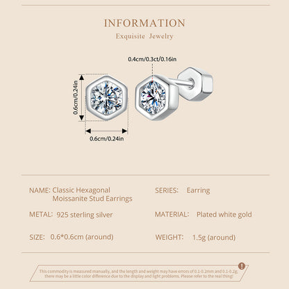 Hexagonal Classic Moissanite Studs