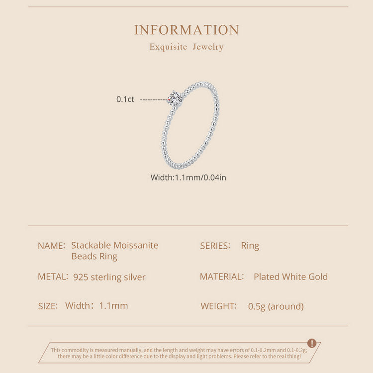 Stackable Beaded Moissanite Ring