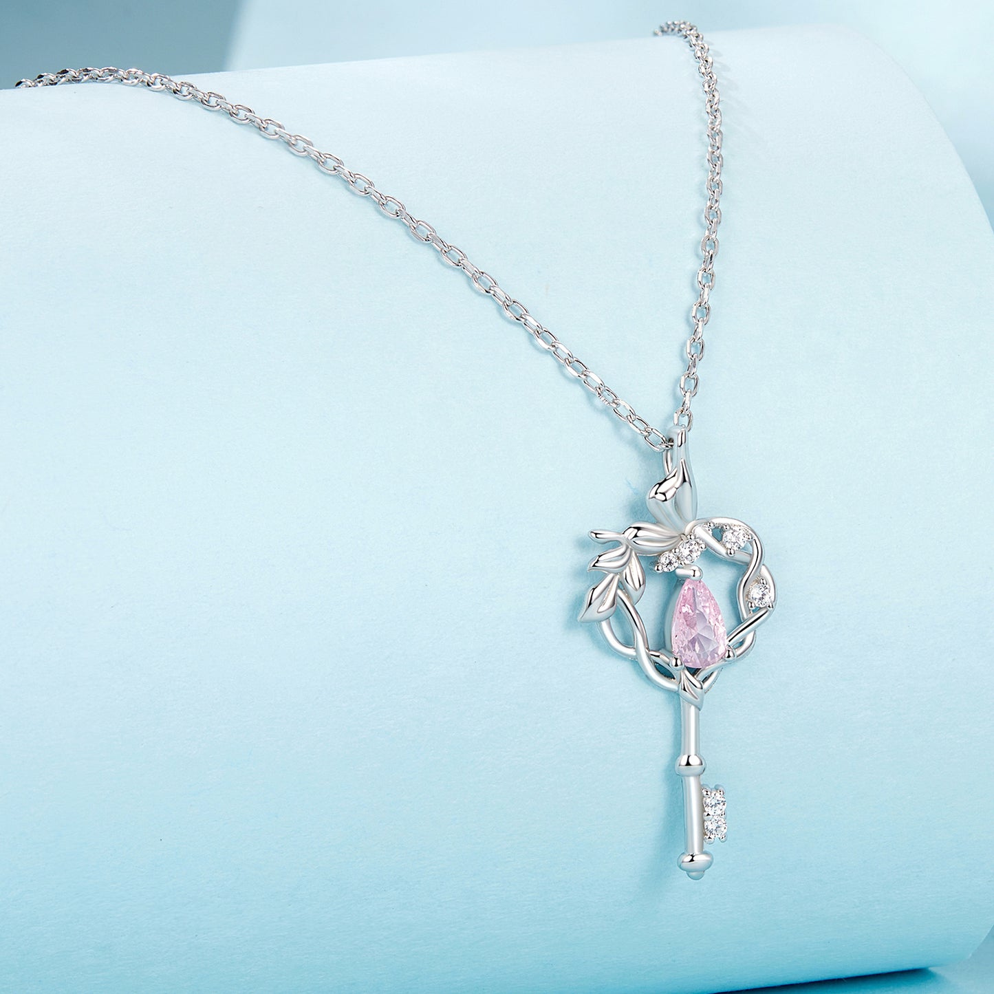 Butterfly Vine Heart Key Necklace