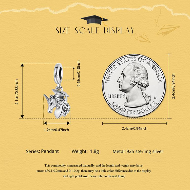 Graduation Unicorn Pendant Charm