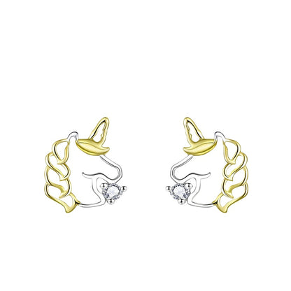 Compact Unicorn Stud Earrings