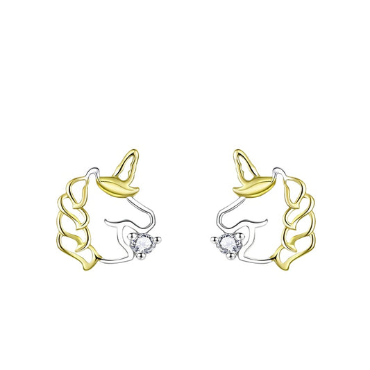 Compact Unicorn Stud Earrings