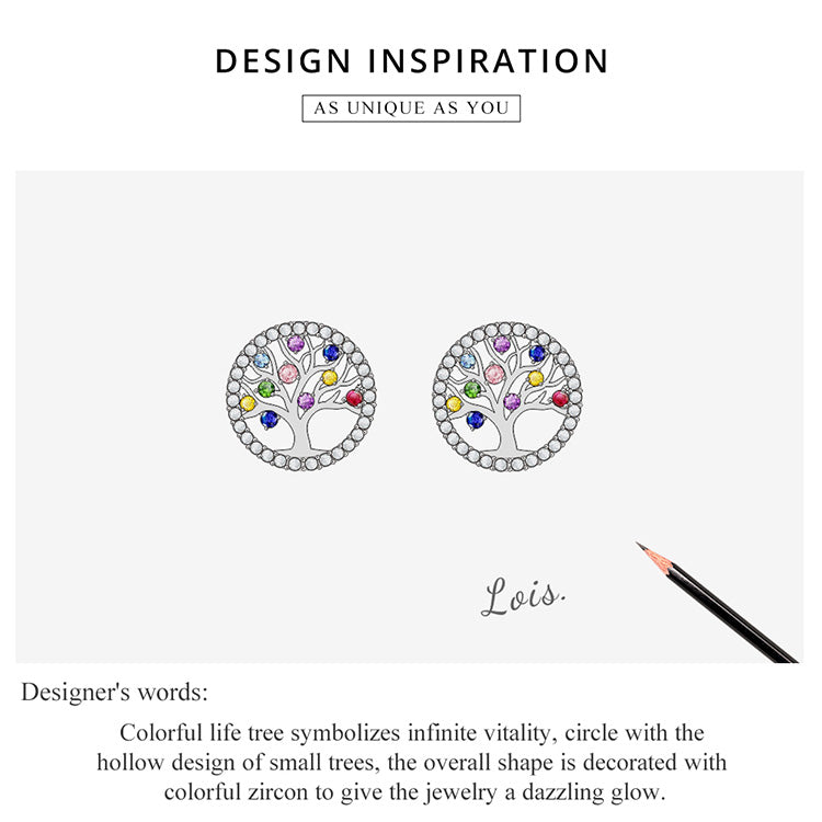 Rainbow Tree Stud Earrings