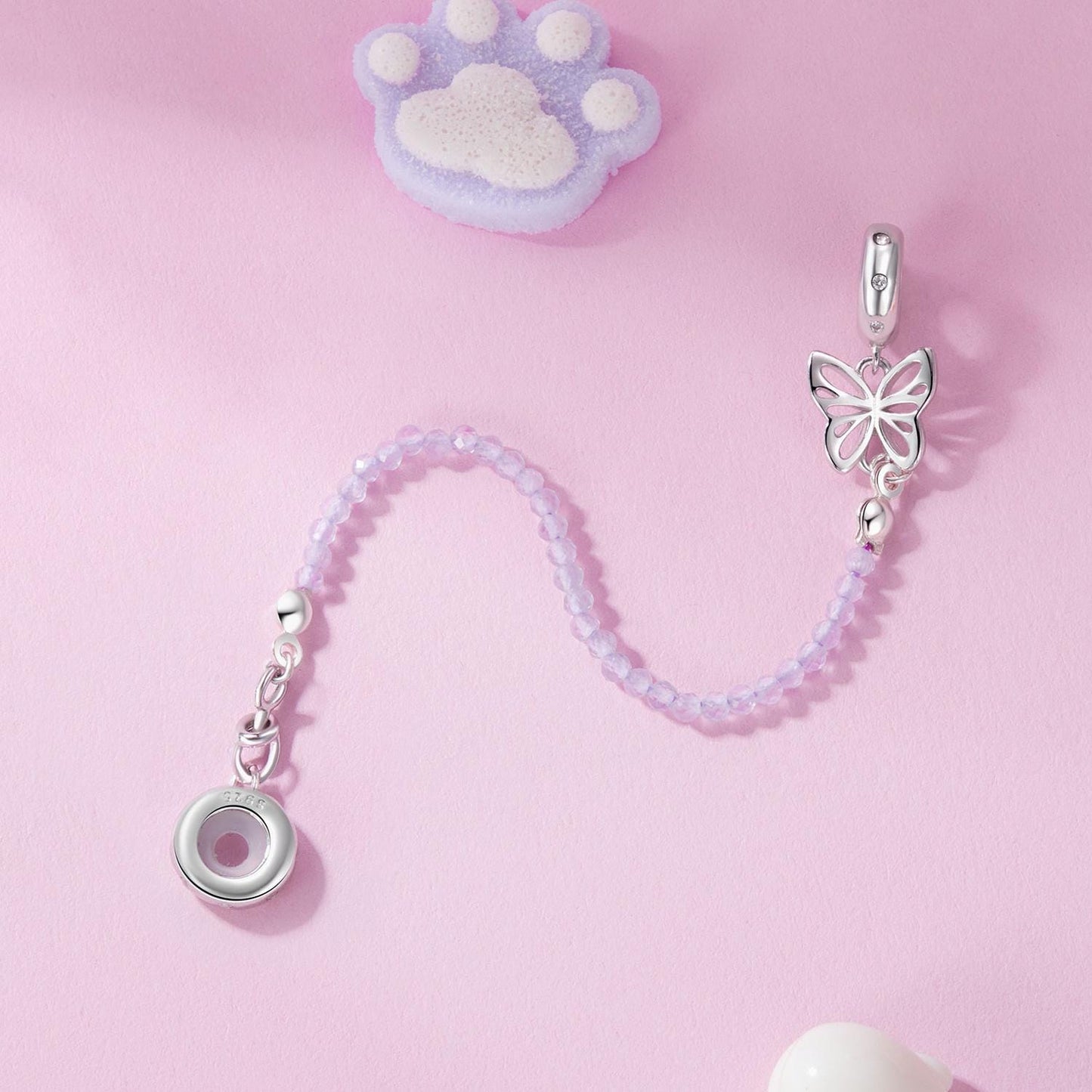 Purple Cat's Eye Safety Chain Charm