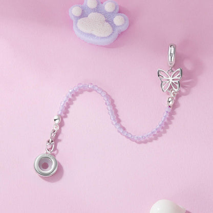 Purple Cat's Eye Safety Chain Charm