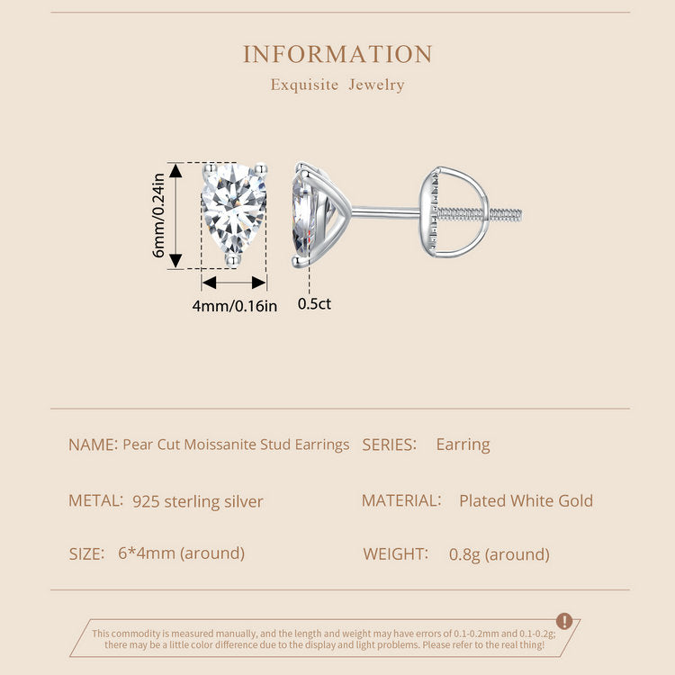 Teardrop Moissanite Studs