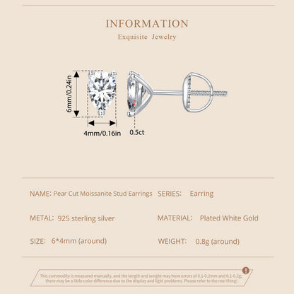 Teardrop Moissanite Studs