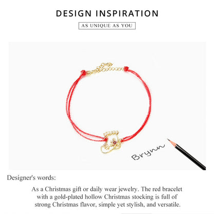 Festive Sock Red Woven Bracelet