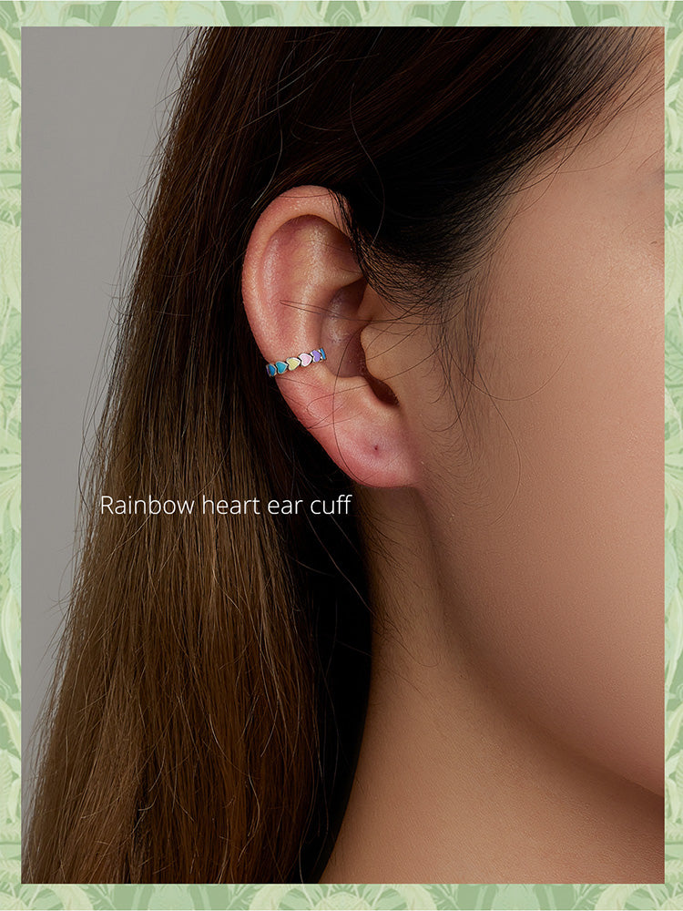 Rainbow Heart Ear Cuff
