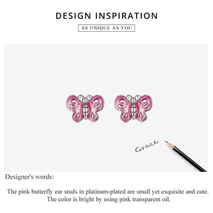 Pink Butterfly Stud Earrings