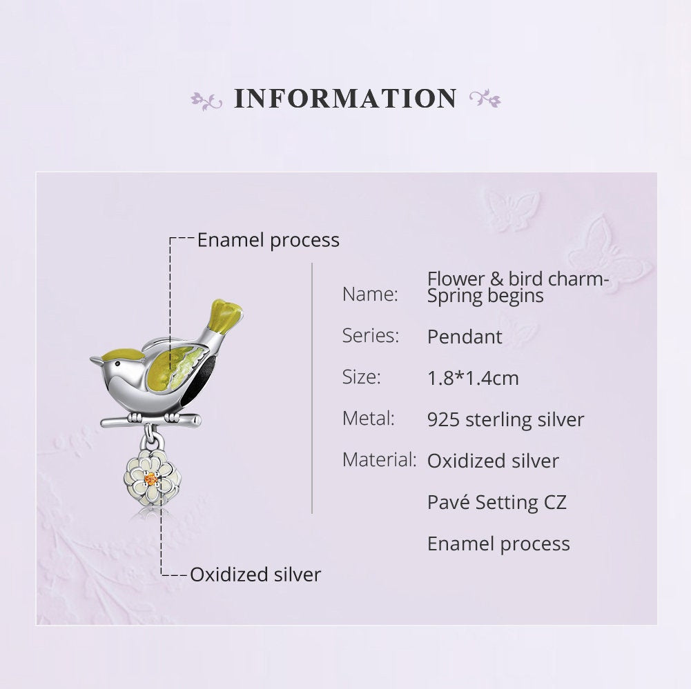 Flower & Bird Charm