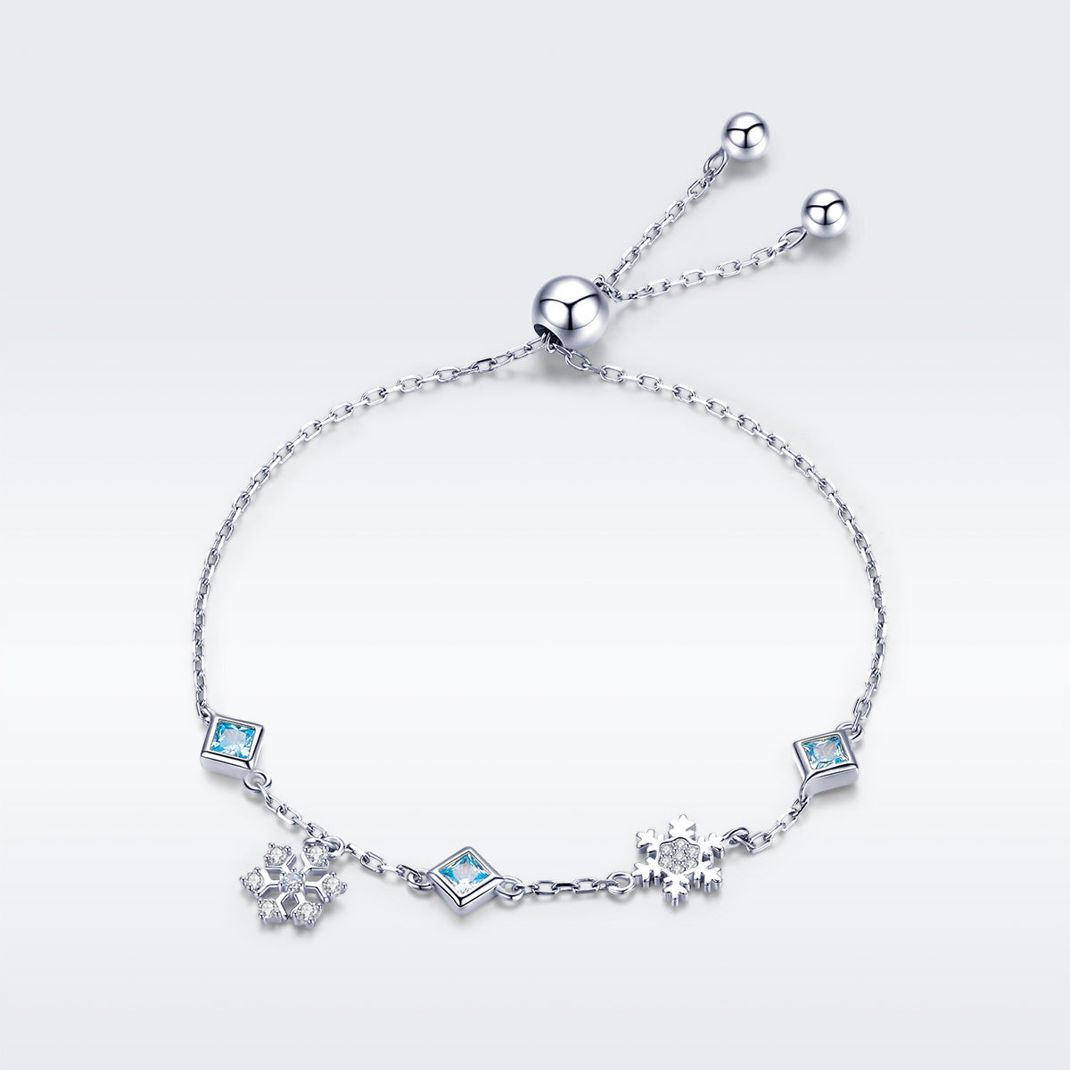Snowflake Dance Bracelet, 925 Sterling Silver Bracelet for Women