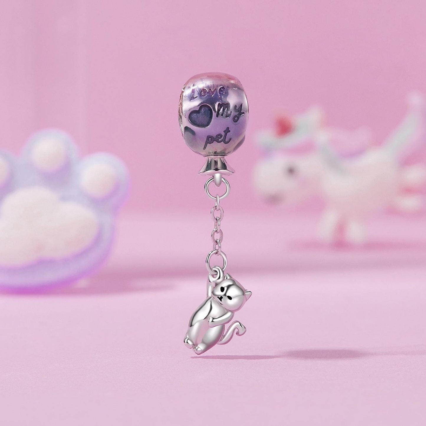 Flying Balloon Cat Charm