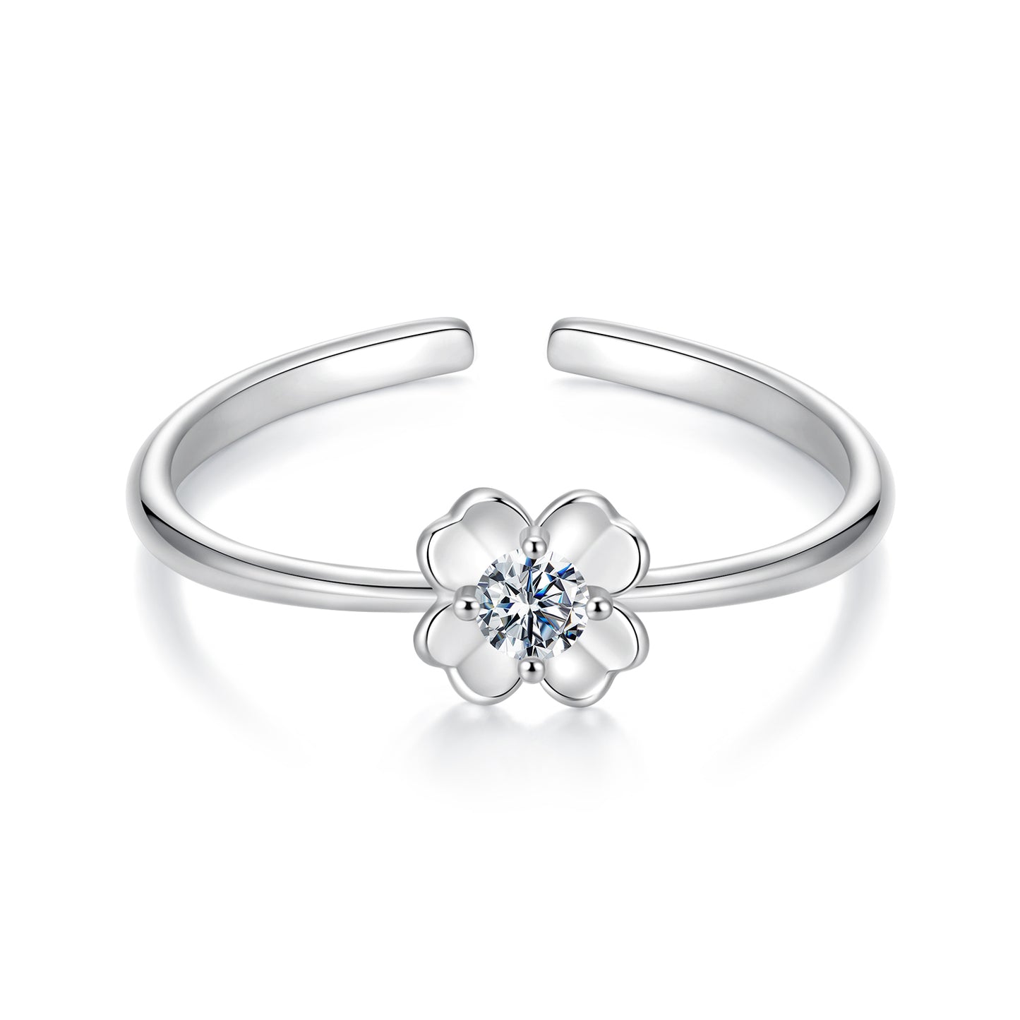 Clover Moissanite Adjustable Ring