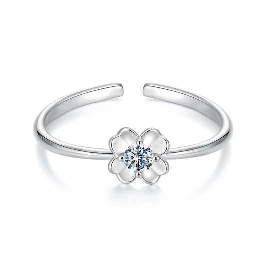 Clover Moissanite Adjustable Ring