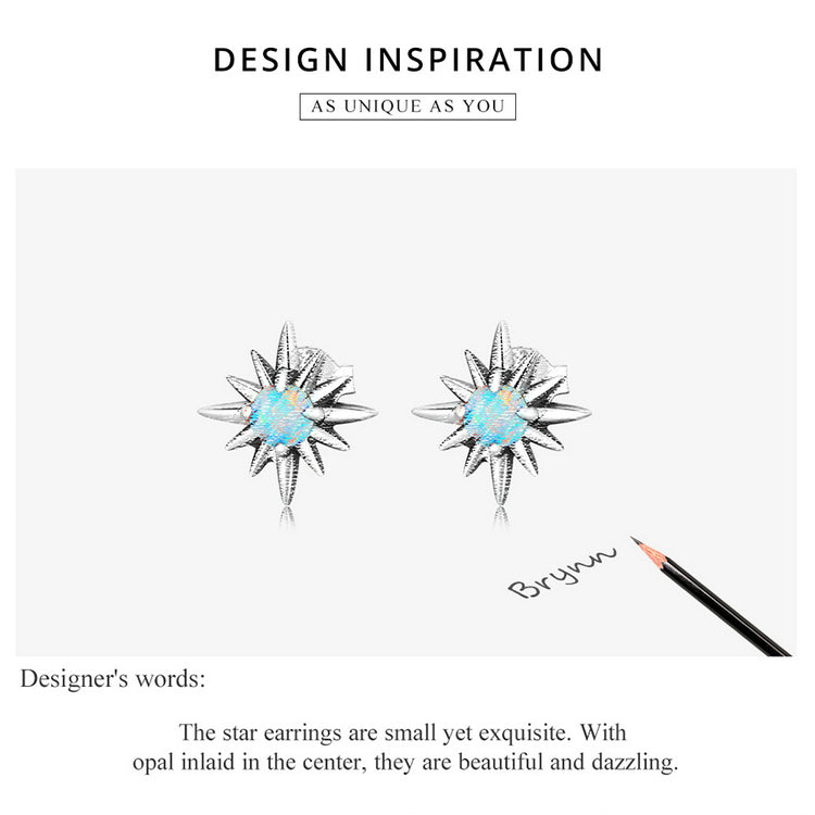 Opal Star Stud Earrings