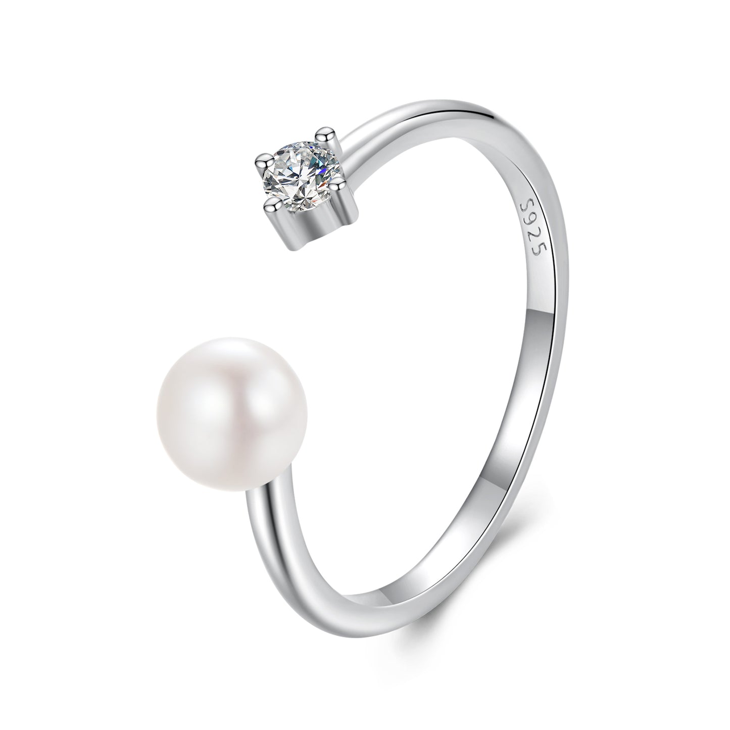 Pearl Moissanite Adjustable Ring
