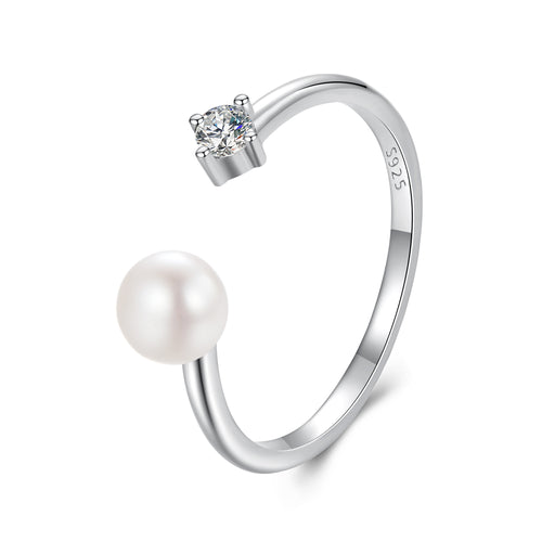 Pearl Moissanite Adjustable Ring