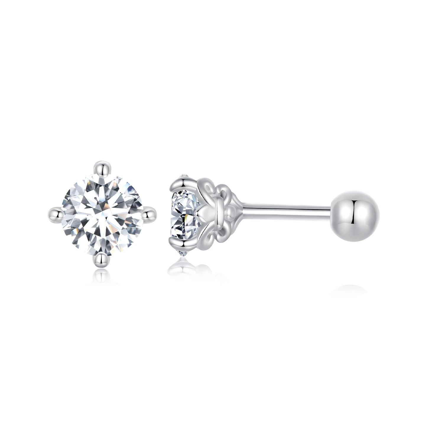 Patterned Spiral Ball Moissanite Studs