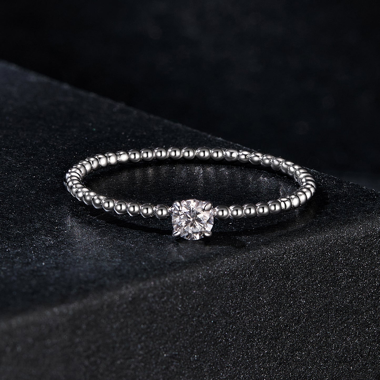 Stackable Beaded Moissanite Ring