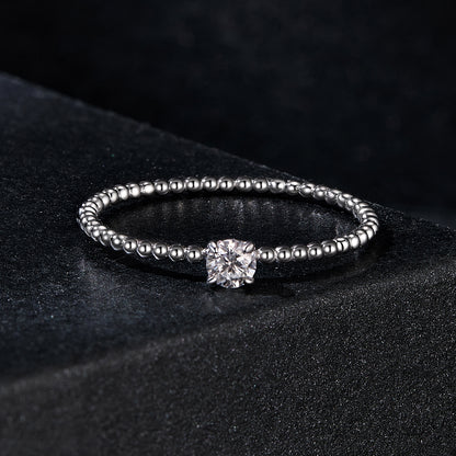 Stackable Beaded Moissanite Ring