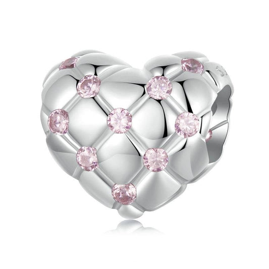 Love Heart Diamond pattern Bead Charm