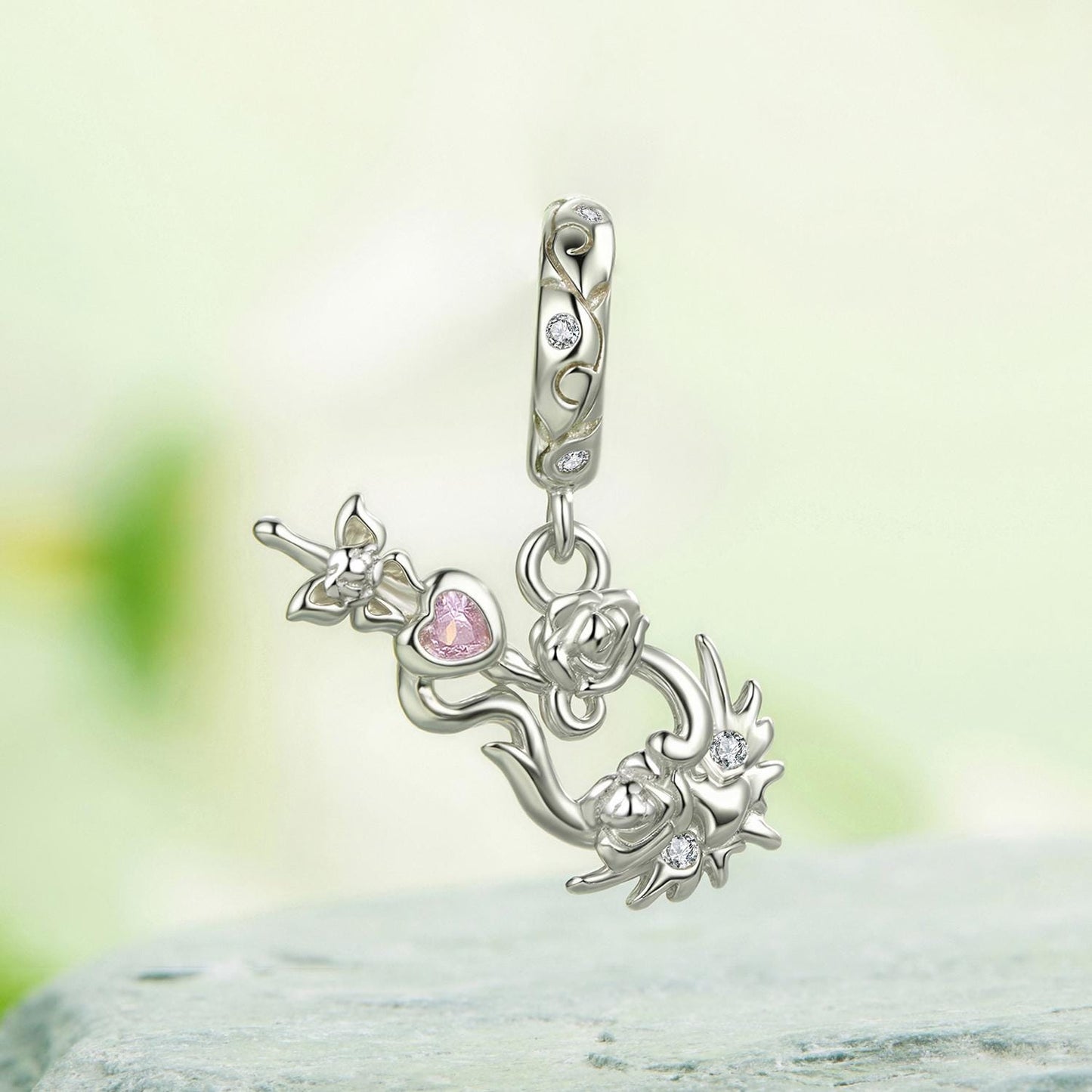 Flower Violin Pendant Charm