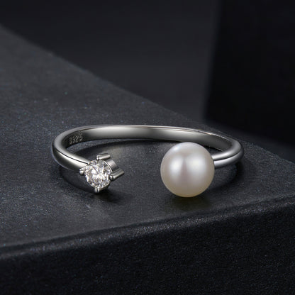 Pearl Moissanite Adjustable Ring