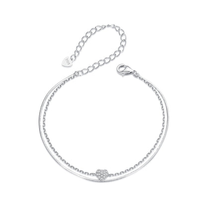 Double-Layer Sparkling Heart Bracelet
