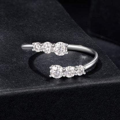 Sparkling Moissanite Adjustable Ring
