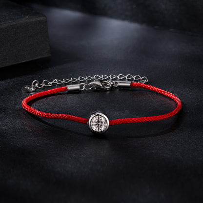 Deluxe Red Cord Moissanite Bracelet