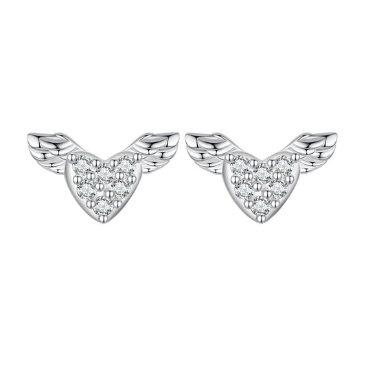 Heart Wing Stud Earrings