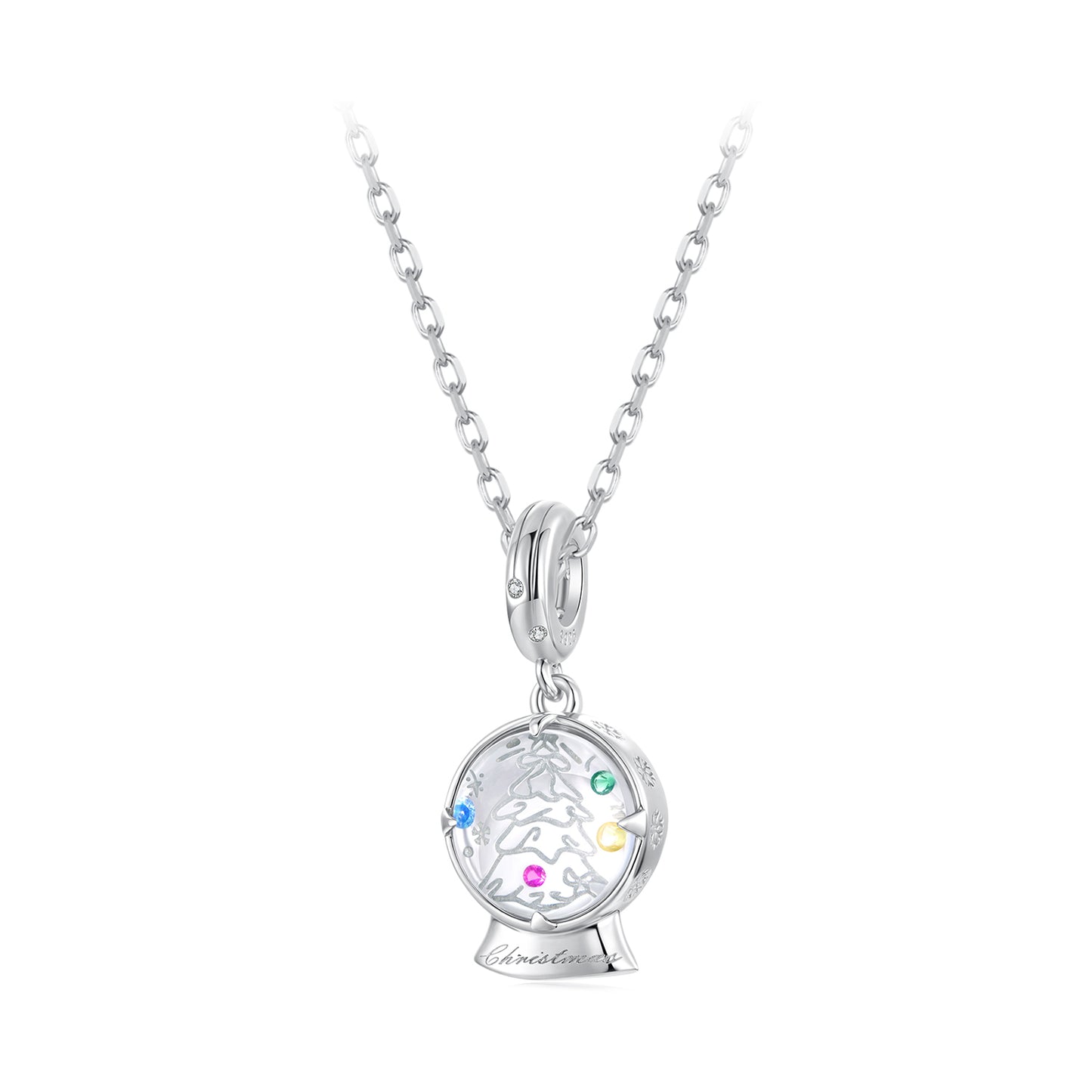 Christmas Crystal Ball Pendant  Charm