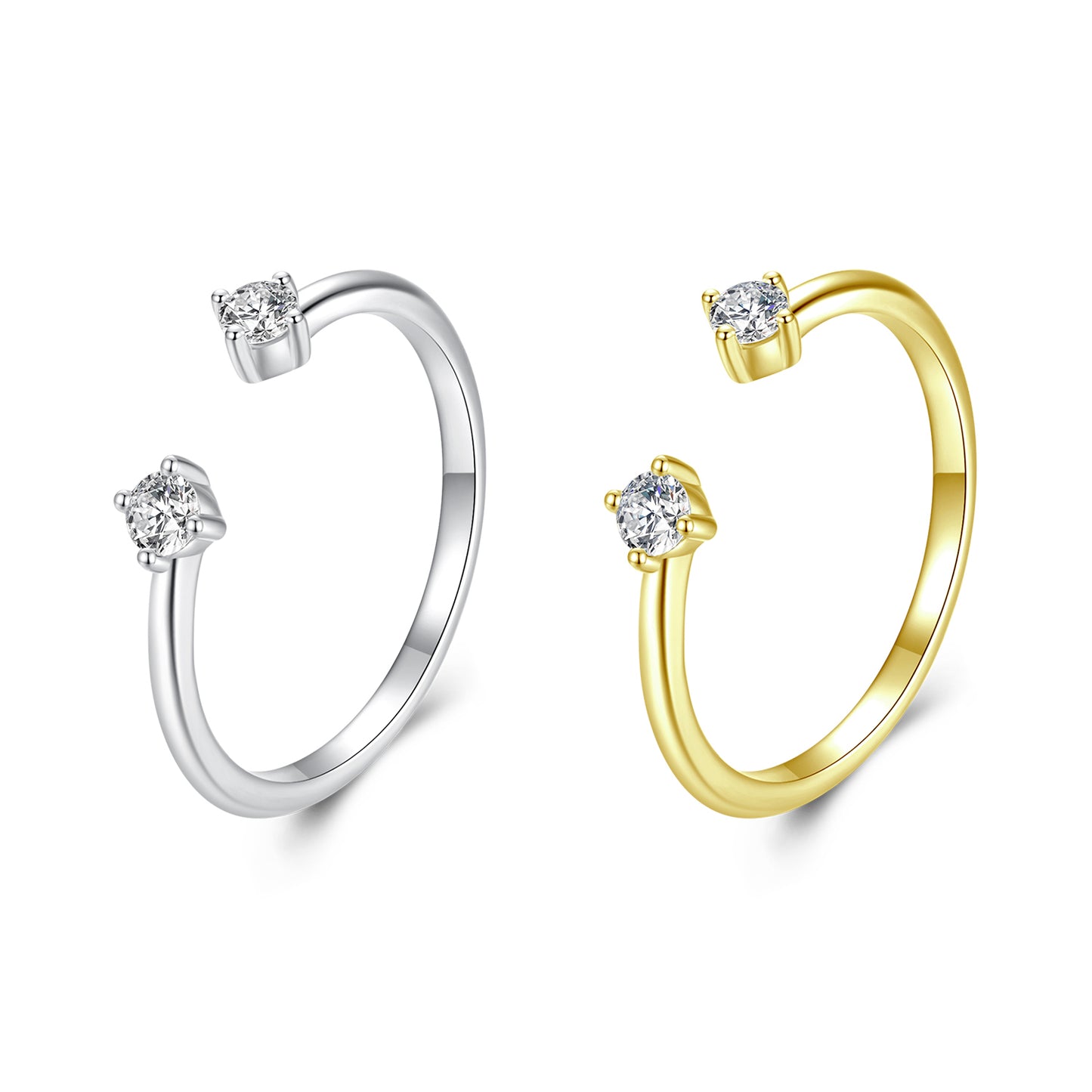 Elegant Moissanite Adjustable Ring - Gold