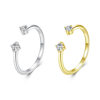 Elegant Moissanite Adjustable Ring - Gold