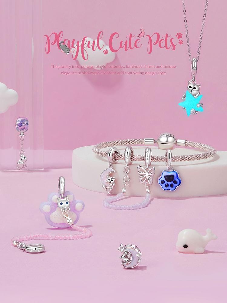 Pink Cat's Eye Safety Chain Charm