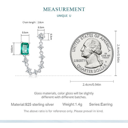 Double-piercing Chain Stud Earrings