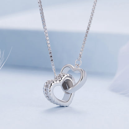 Double Hoop Heart Pendant Necklace