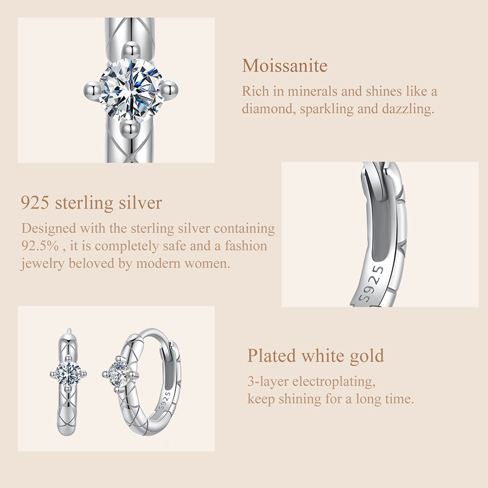 Diamond-Pattern Moissanite Ear Climbers