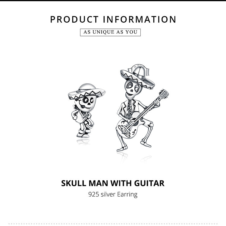 Guitar Skull Hoop Earrings