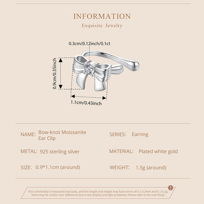 Bow Design Moissanite Ear Cuffs