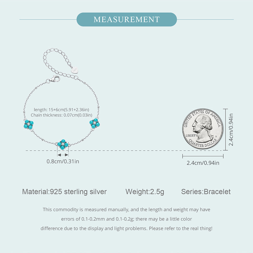 Turquoise Clover Charm Bracelet