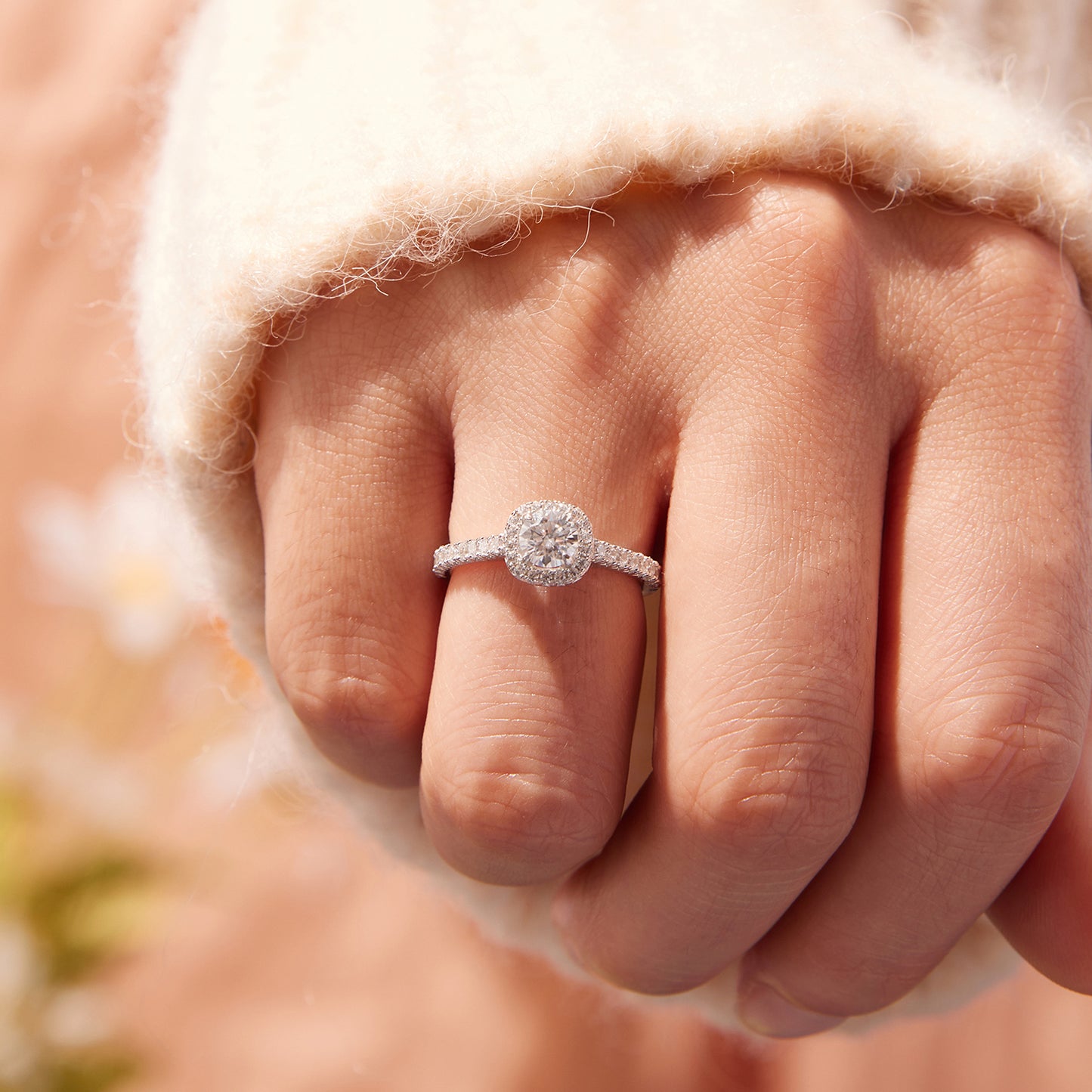 Square Halo Moissanite Ring