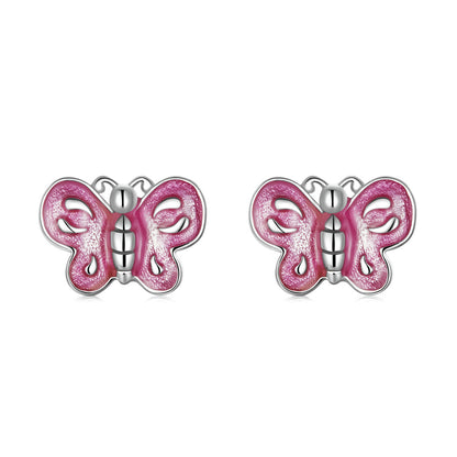 Pink Butterfly Stud Earrings