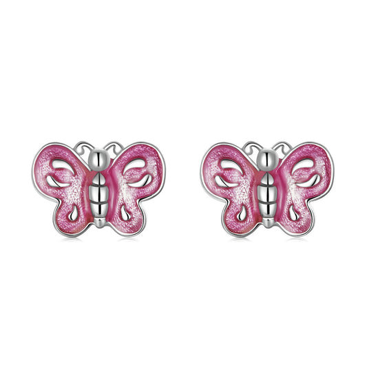 Pink Butterfly Stud Earrings