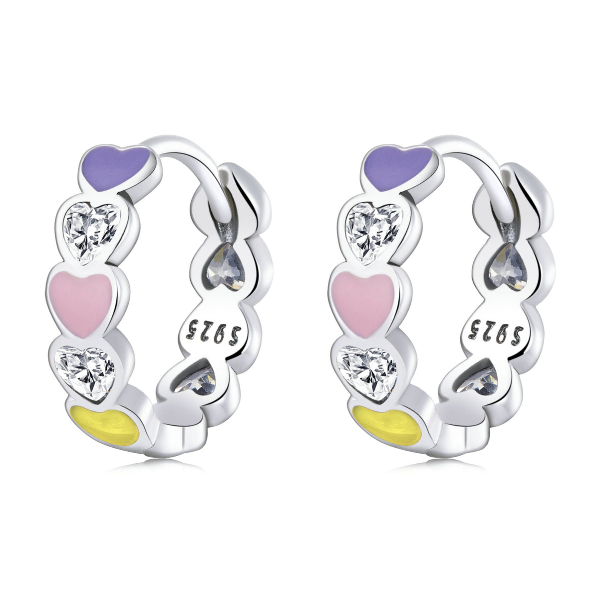 Rainbow Heart Ear Climbers