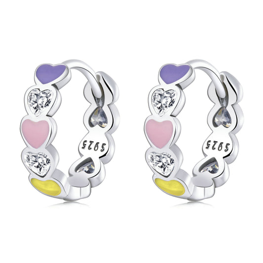 Rainbow Heart Ear Climbers